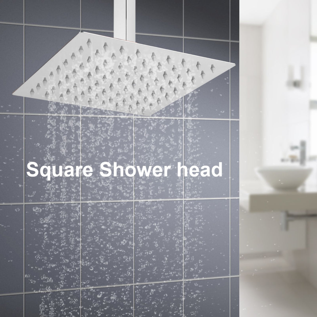 1Pc Modern Square Stainless Steel Rainfall Rain Shower Head Bathroom Top Sprayer