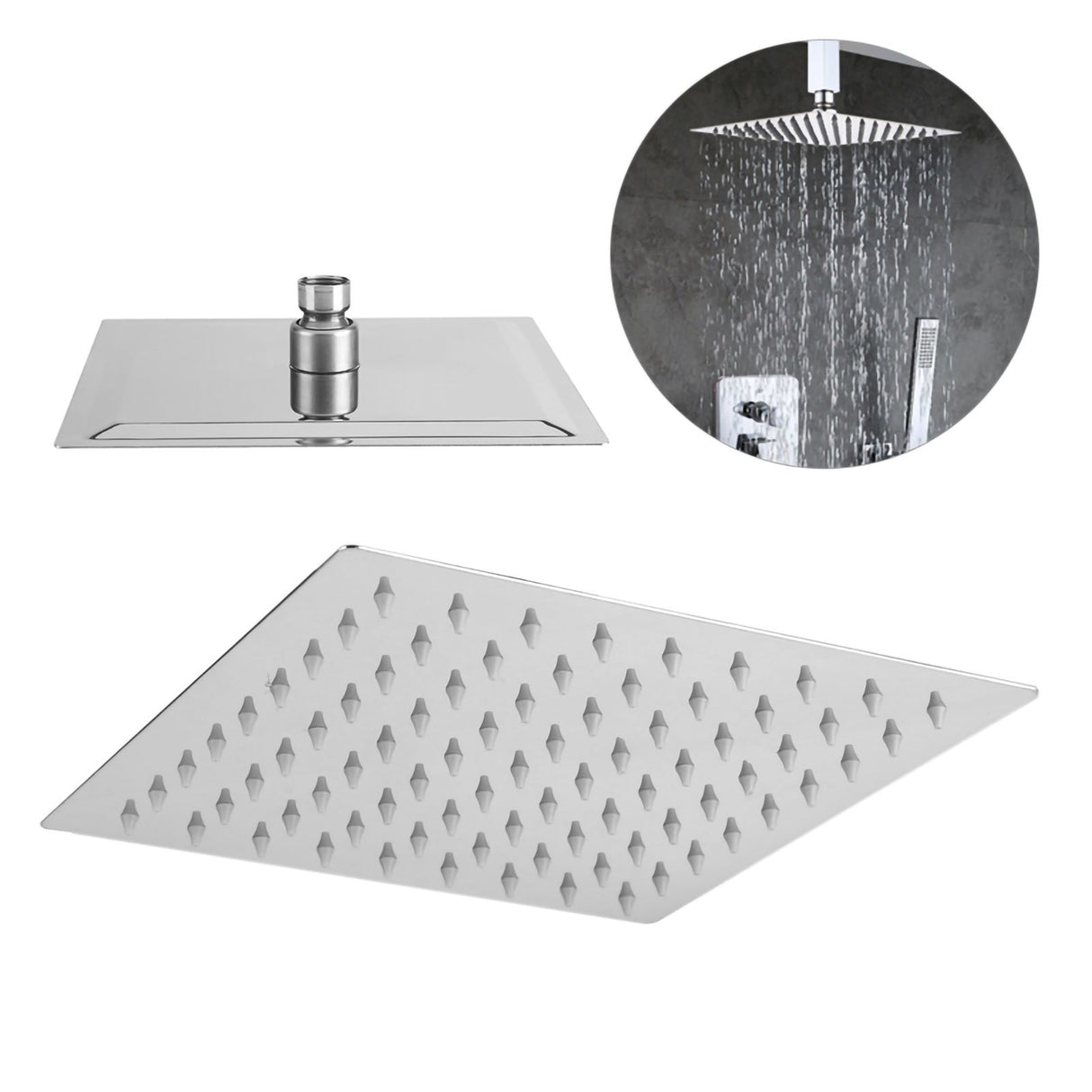1Pc Modern Square Stainless Steel Rainfall Rain Shower Head Bathroom Top Sprayer