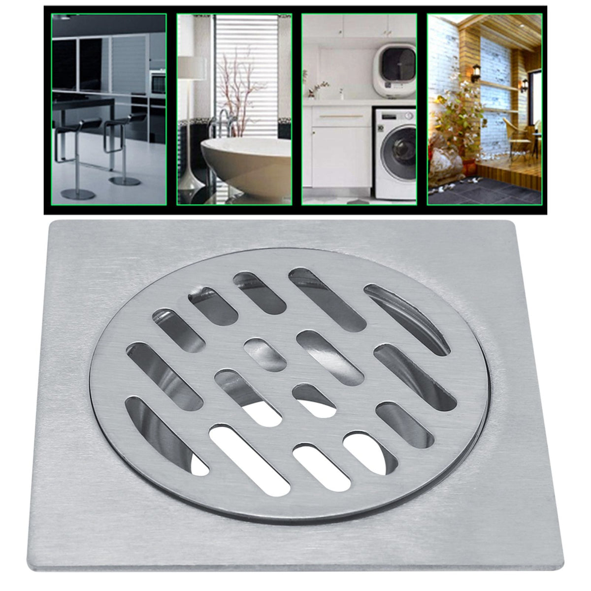 Thickened Stainless Steel Home Bathroom Shower Kitchen Anti Odor Floor Drain Waste Grate