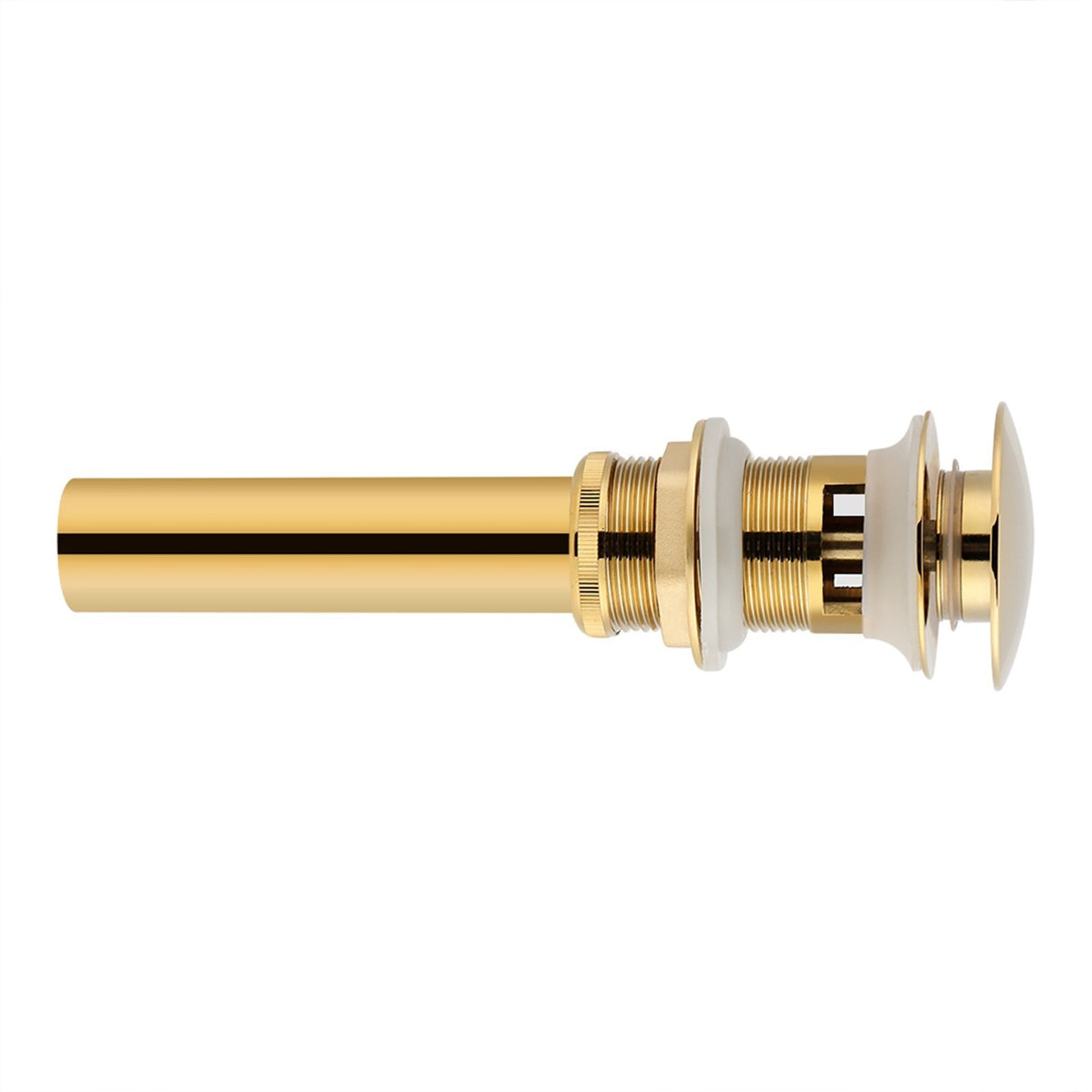 Kitchen Bathroom Basin Sink Solid Brass Pop Up Drain Stopper with Overflow Hole Golden