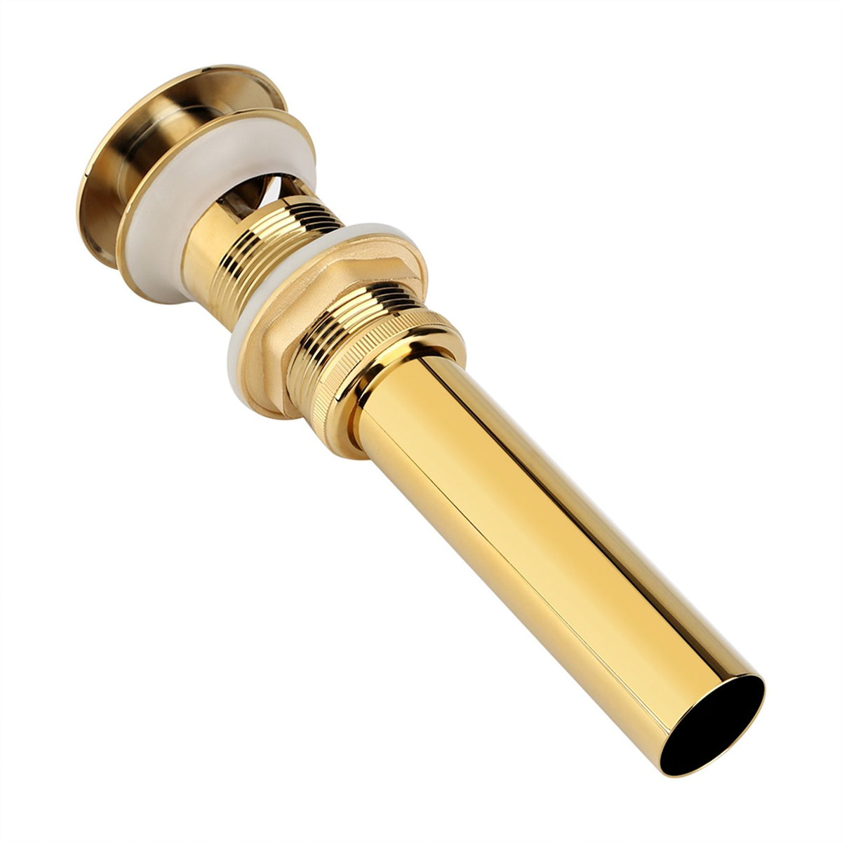 Kitchen Bathroom Basin Sink Solid Brass Pop Up Drain Stopper with Overflow Hole Golden