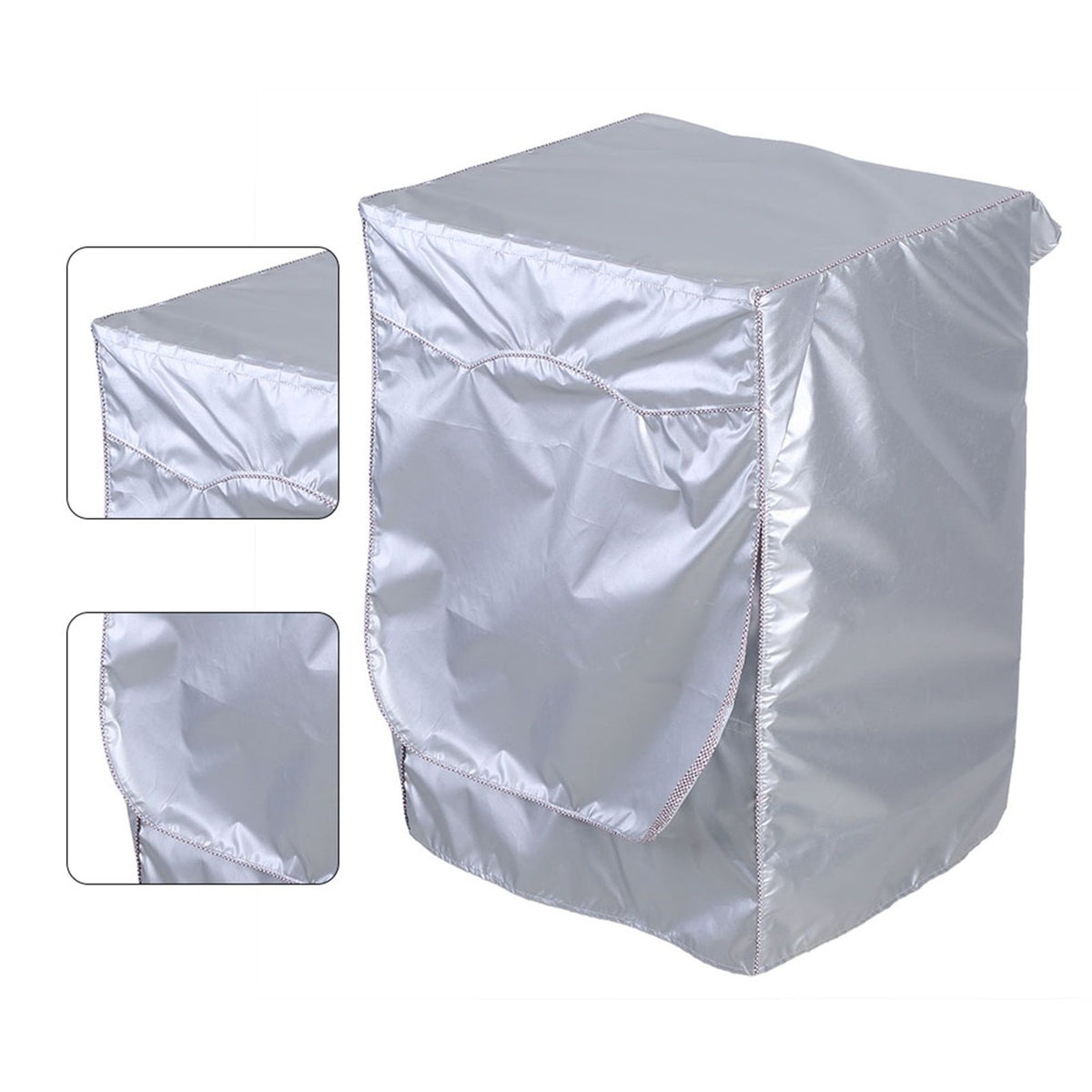 Silver Washing Machine Cover Waterproof Sunscreen Cover Front Load Washer Dryer Coat Protection