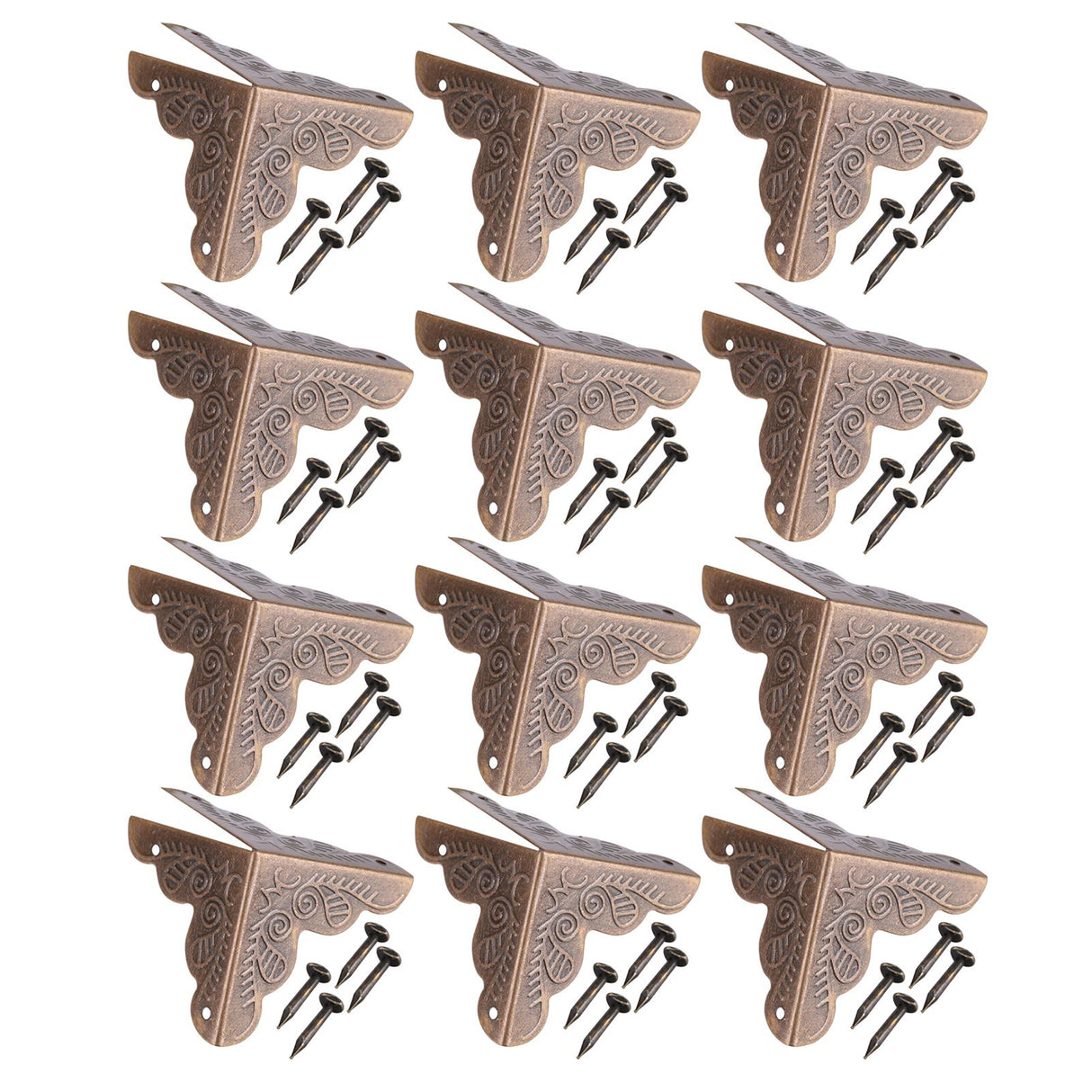 12pcs Wooden Box Jewelry Gift Case Corner Decorative Protectors Iron Edge Cover Guard Bronze