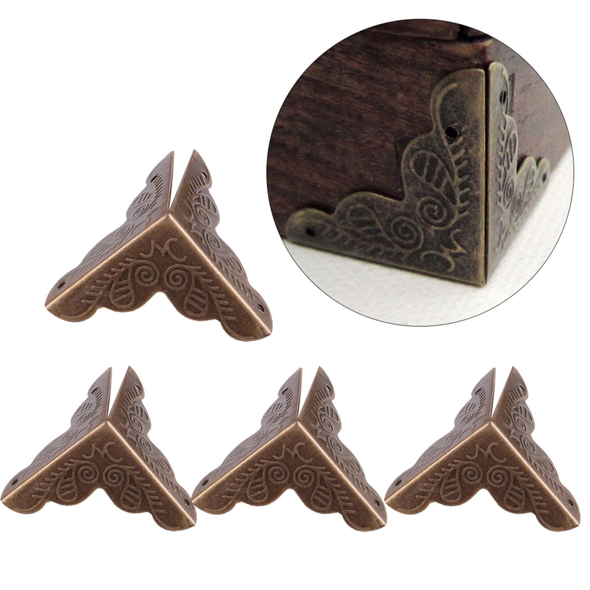 12pcs Wooden Box Jewelry Gift Case Corner Decorative Protectors Iron Edge Cover Guard Bronze