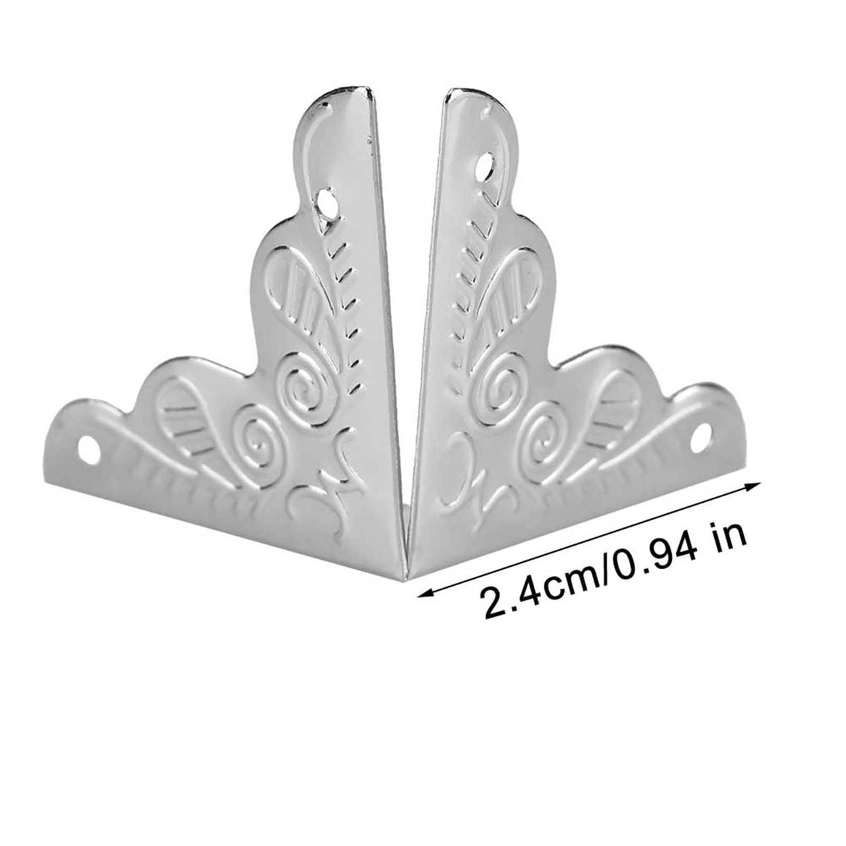 12pcs Wooden Box Jewelry Gift Case Corner Decorative Protectors Iron Edge Cover Guard Sliver