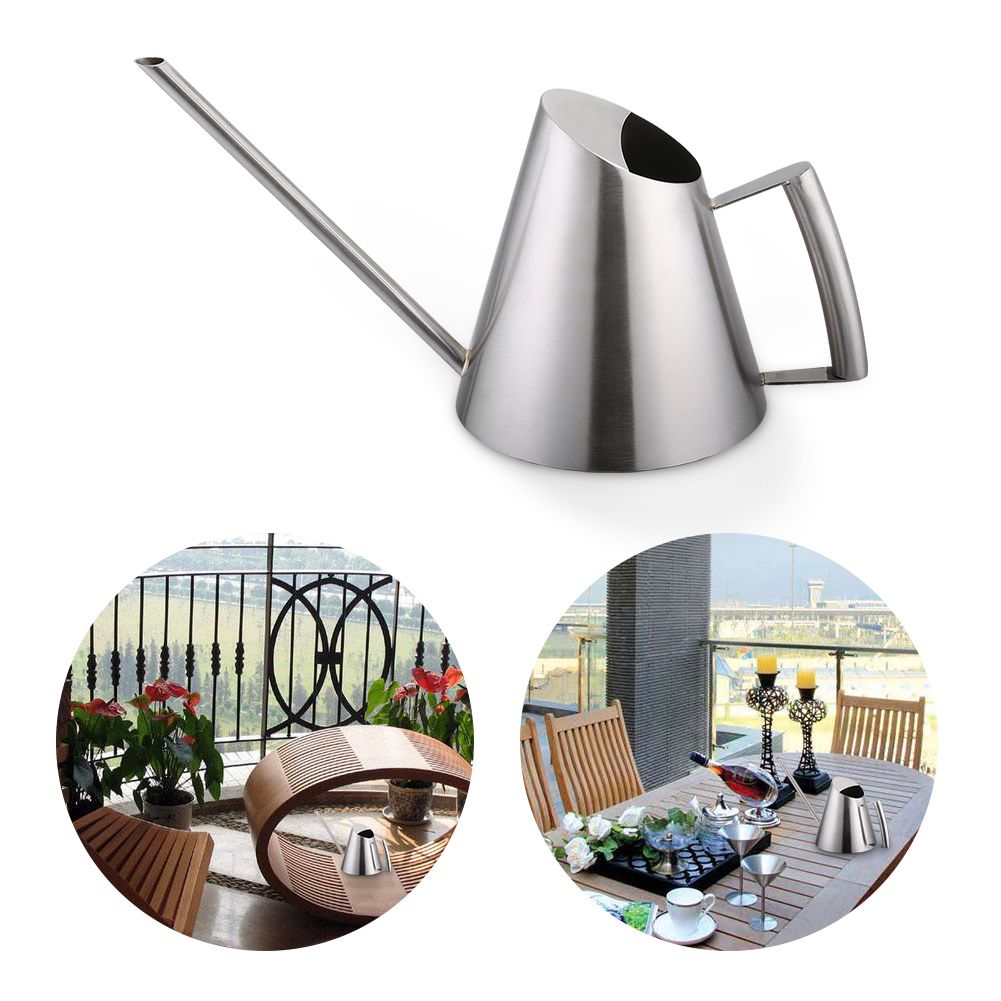 900ml Stainless Steel Watering Can Brushed Garden Planting Indoor Outdoor