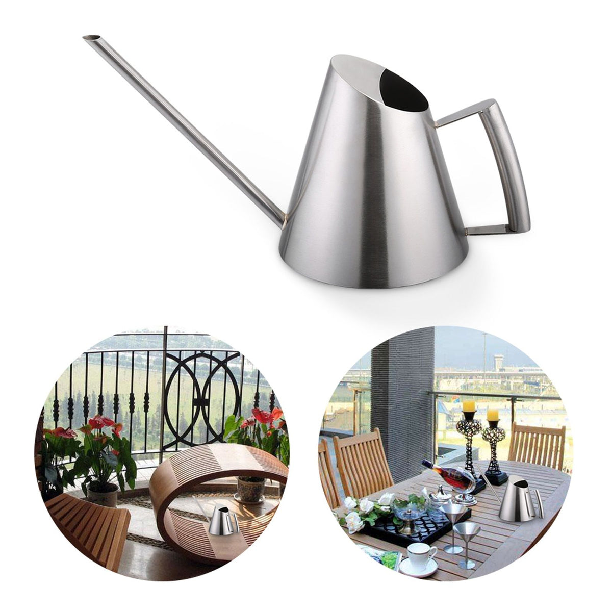 400ml Mini Stainless Steel Watering Can Brushed Garden Planting Indoor Outdoor