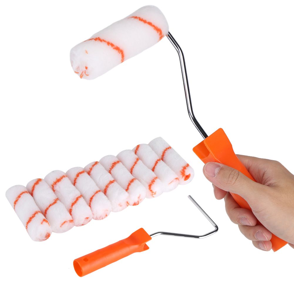 10-Piece 4 Inch Professional Home Decoration Wall Paint Roller Replacable Tools Kit
