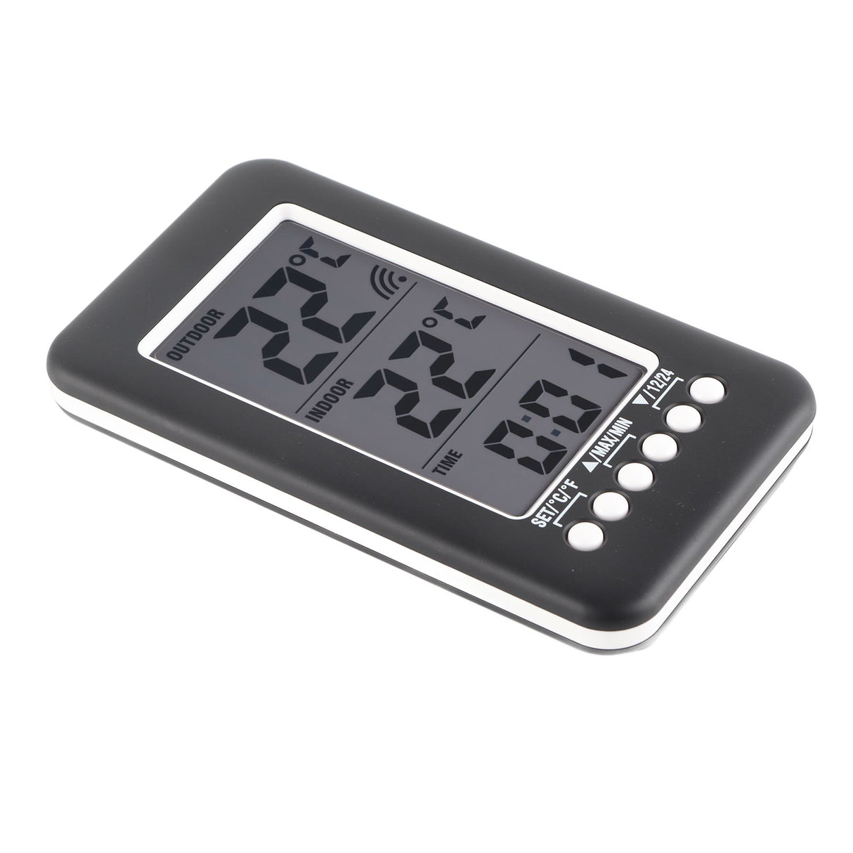LCD Digital Indoor Outdoor Thermometer Clock Temperature Meter Wireless Transmitter
