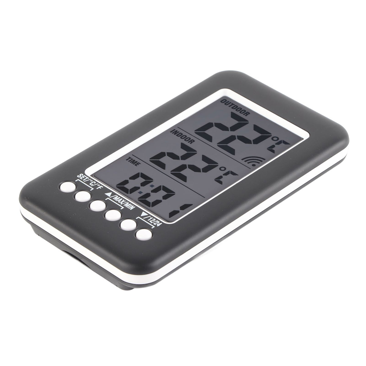 LCD Digital Indoor Outdoor Thermometer Clock Temperature Meter Wireless Transmitter
