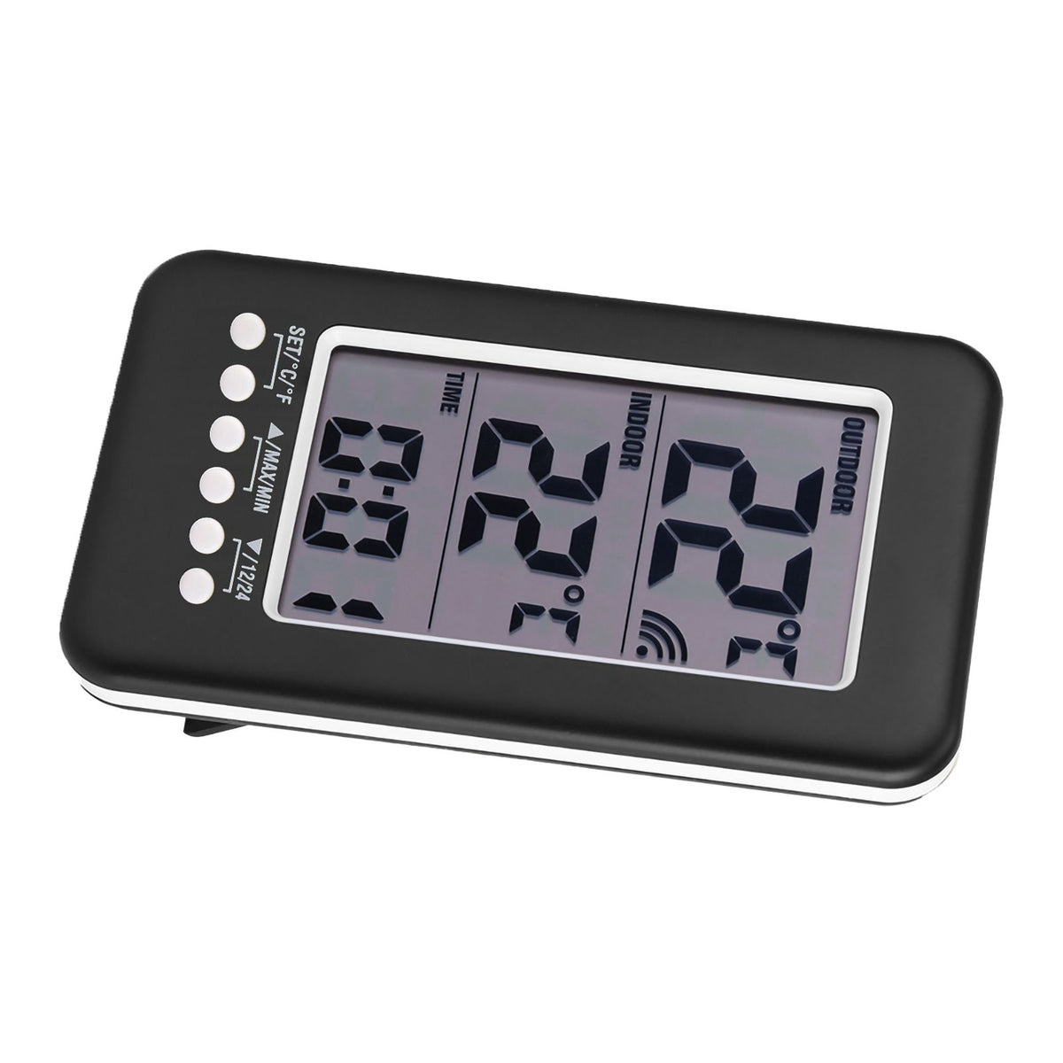 LCD Digital Indoor Outdoor Thermometer Clock Temperature Meter Wireless Transmitter