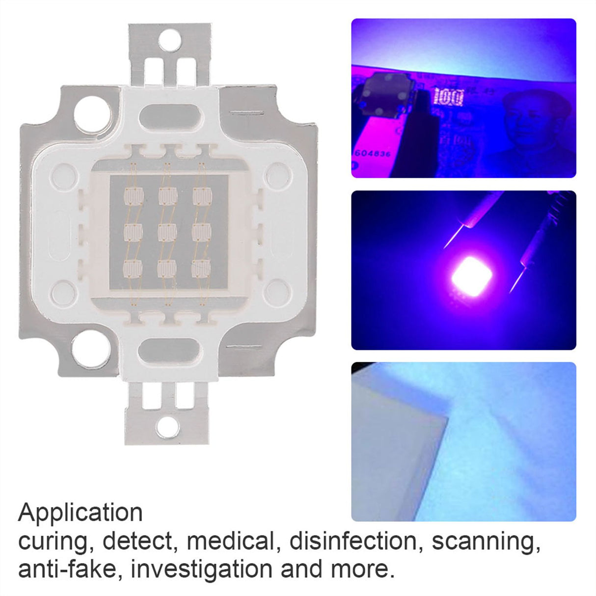 395-400Nm UV Purple LED Integrated Chips COB Ultraviolet Light Lamp Beads 10W