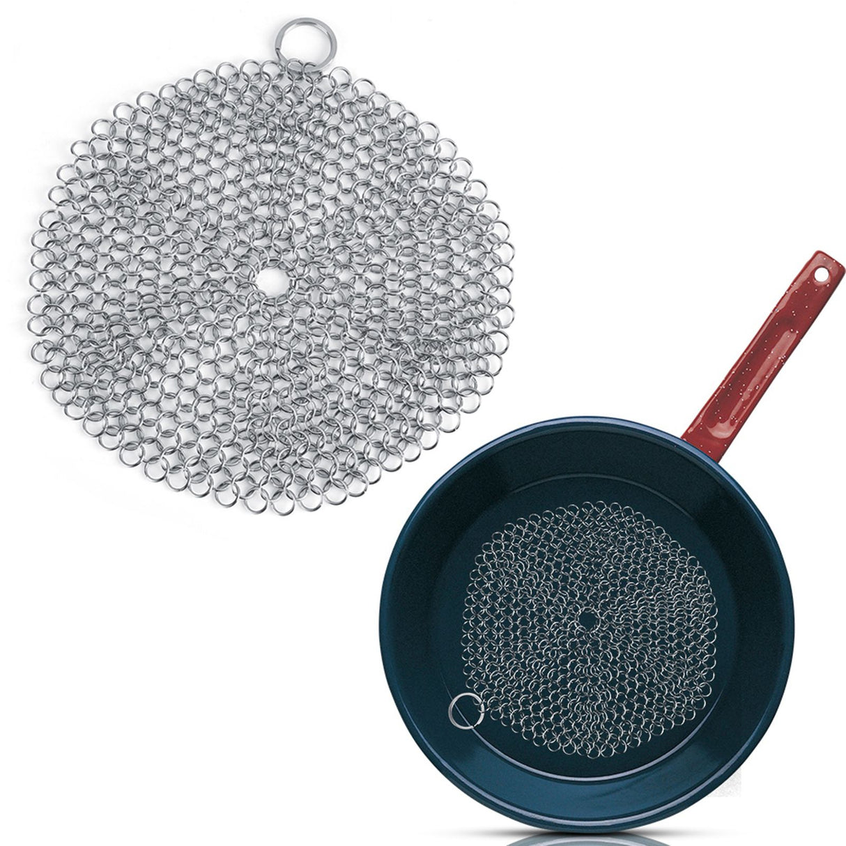 Stainless Steel Chainmail Scrubber Rust Proof Scraper Cleaner for Cast Iron Pan Pot Cookware