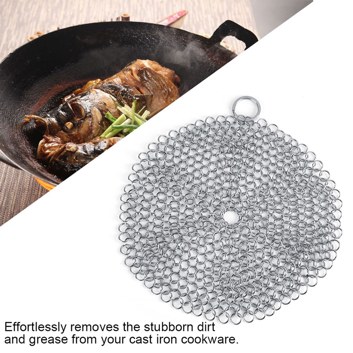 Stainless Steel Chainmail Scrubber Rust Proof Scraper Cleaner for Cast Iron Pan Pot Cookware
