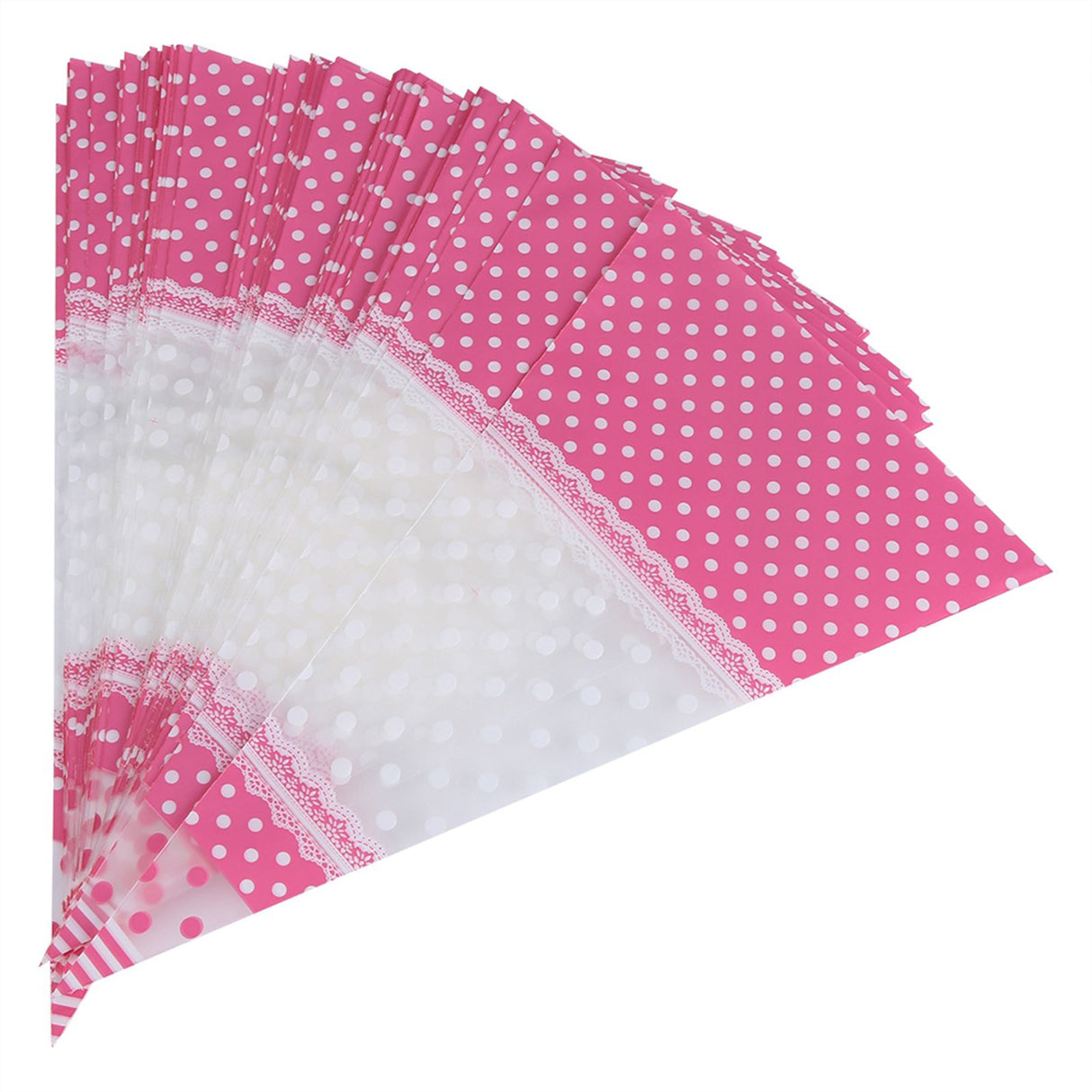 50 Piece Clear Cone Shaped Treat Popcorn Bags Treat Bags Cellophane Candy Bags with Twist Ties