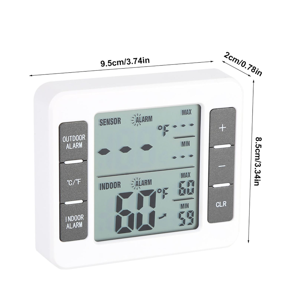 Wireless Digital Freezer Thermometer Indoor/Outdoor Temperature Sensor with Audible Alarm