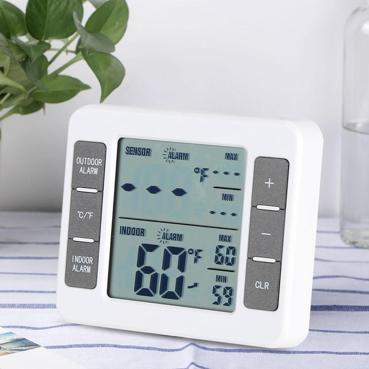Wireless Digital Freezer Thermometer Indoor/Outdoor Temperature Sensor with Audible Alarm