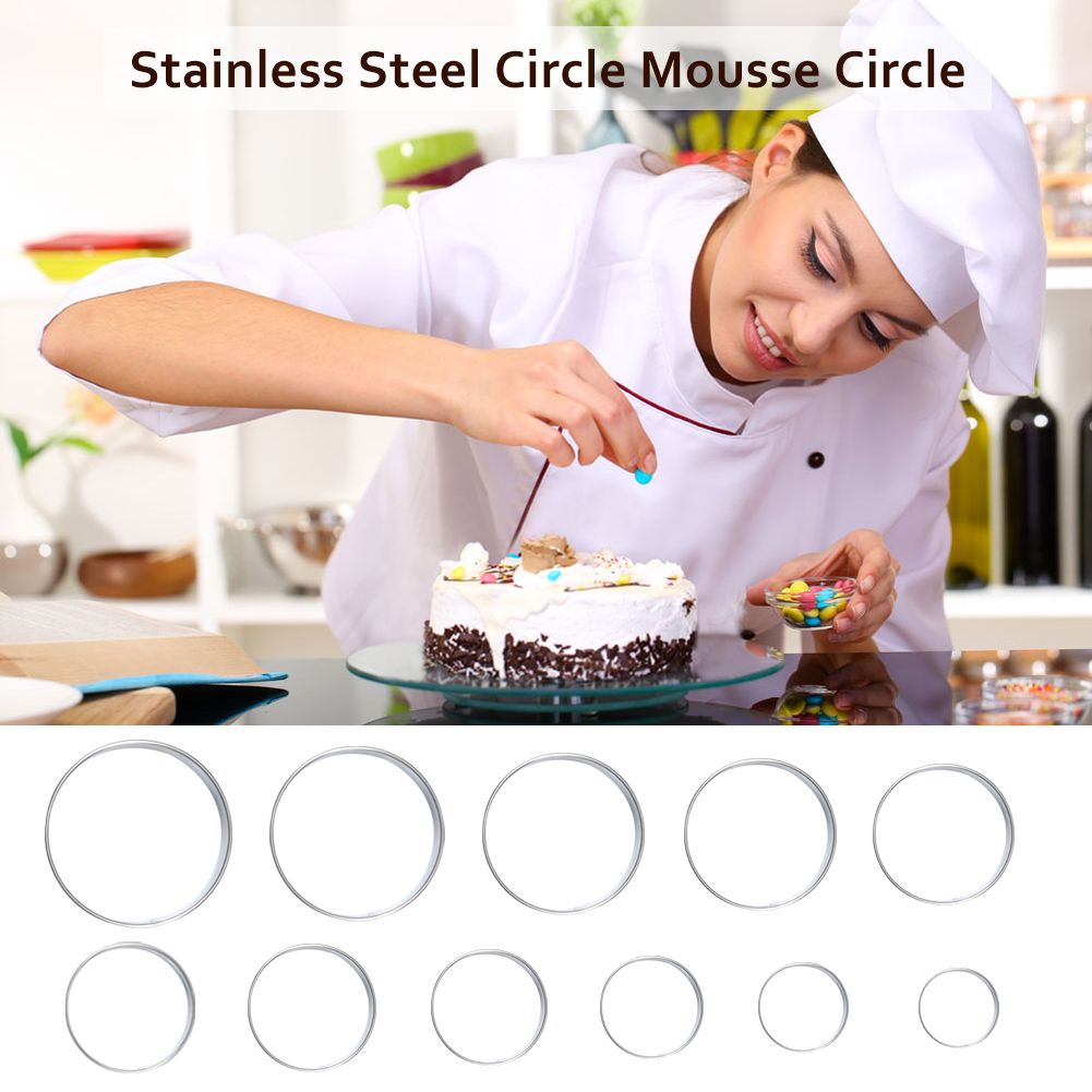 12 Pcs Stainless steel Round Cookie Biscuit Cutter Baking Metal Ring Molds for Dough Fondant Do