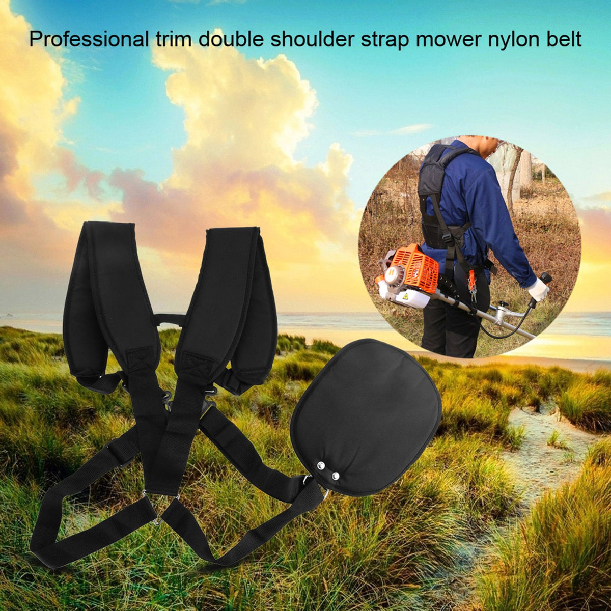 Professional Trimmer Double Shoulder Strap Mower Nylon Belt for Brush Cutter Garden Lawn