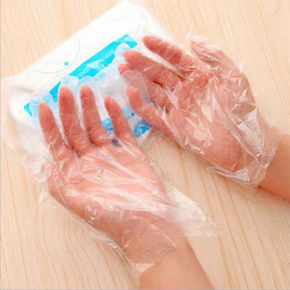 50pcs/Bag PE Clear Disposable Gloves Safe for Food Preparing Medical Restaurant Hairdressing