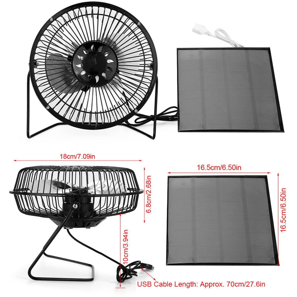 USB Solar Panel Powered Mini Portable Fan for Cooling Ventilation Home Travelling Fishing