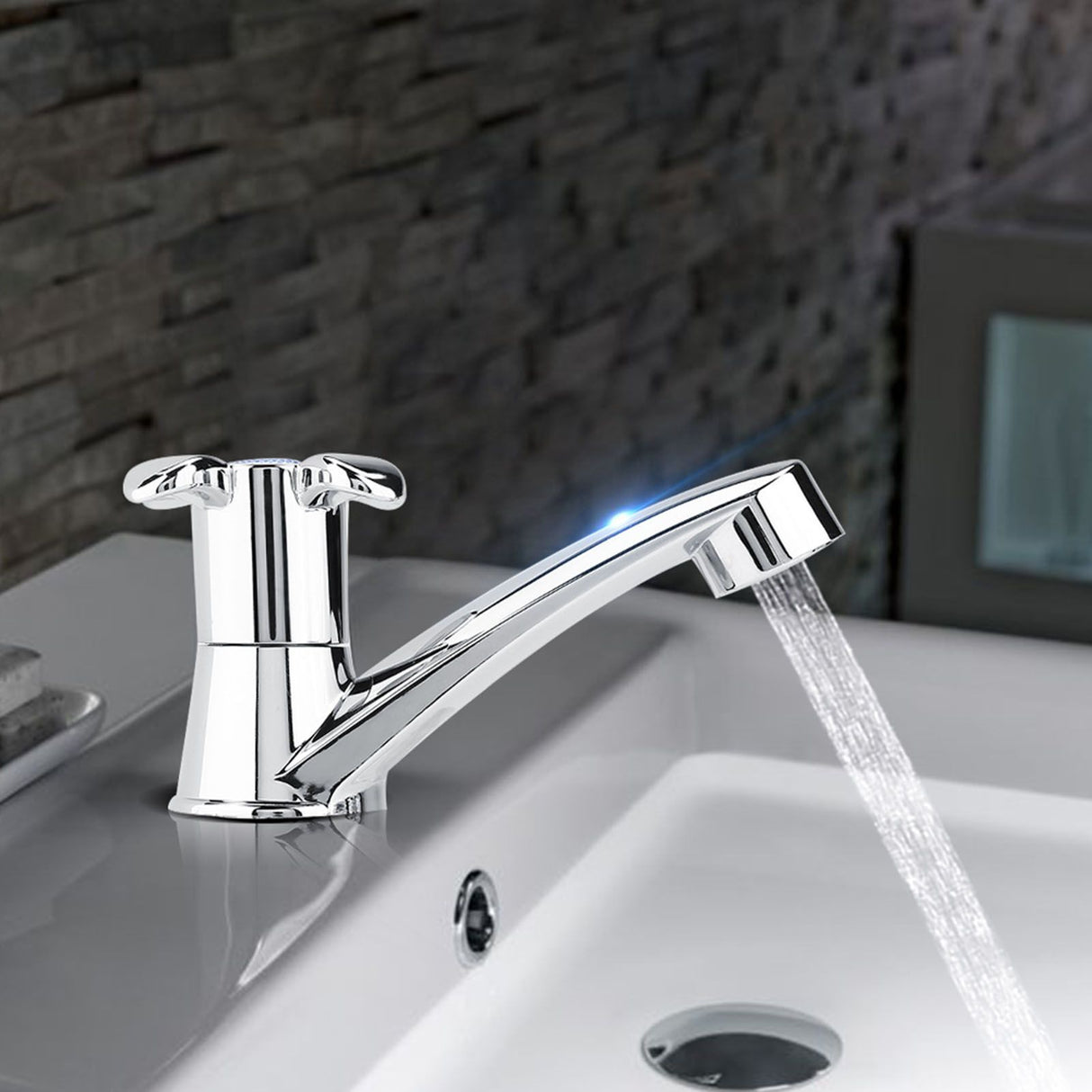 ABS Plastic Single Cold Faucet Water Tap Bathroom Basin Kitchen Sink Accessories(Blossom G1/2)