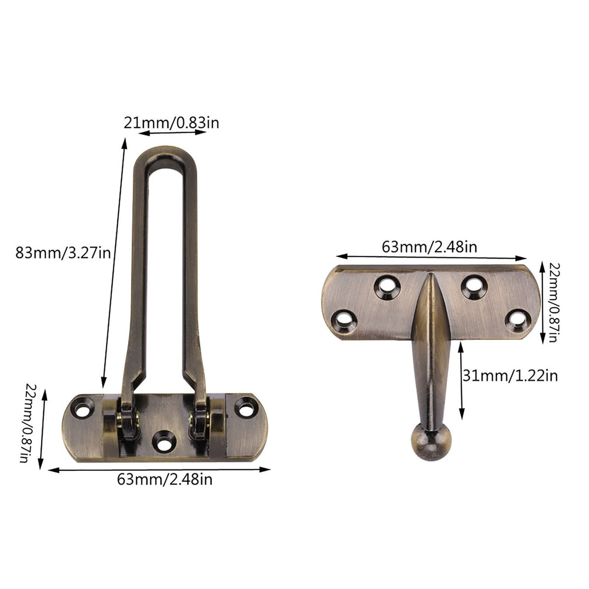 Heavy Duty Zinc Alloy Safety Guard Security Door Lock Latch for Home Hotel Door (Bronze)