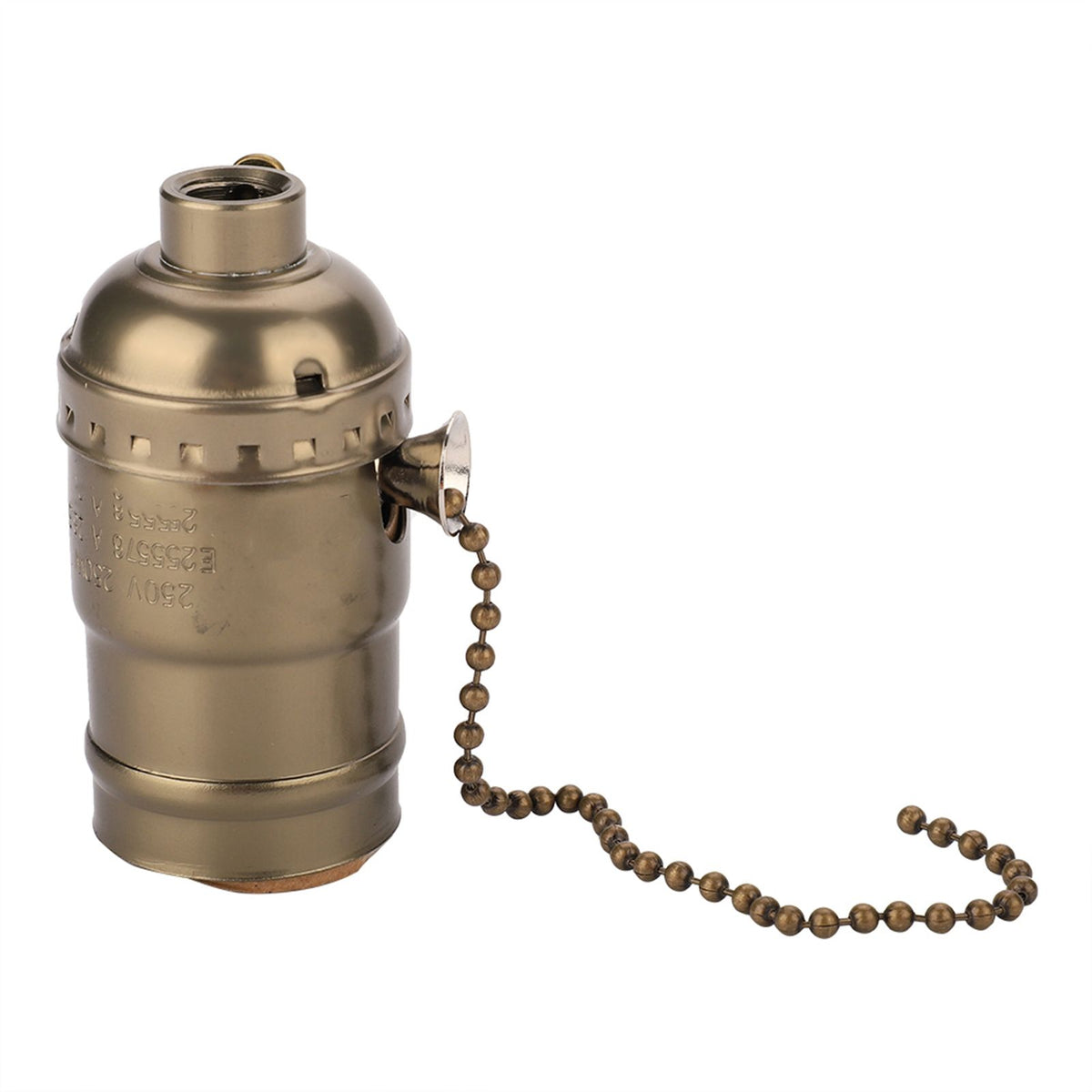 E27 Aluminum Vintage Light Socket with Pull Chain Desk Lamp Lighting Holder Screw Base (Bronze)