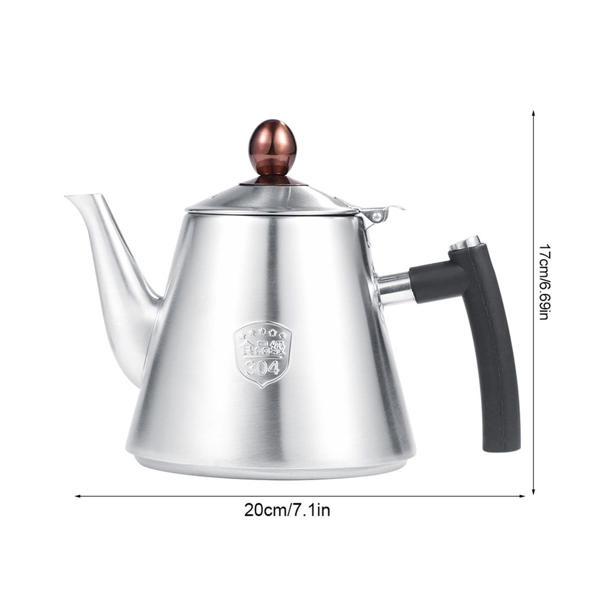 1.2L Stainless Steel Stove top Teapot Tea Coffee Pot Kettle Heat Resistant Handle Matte