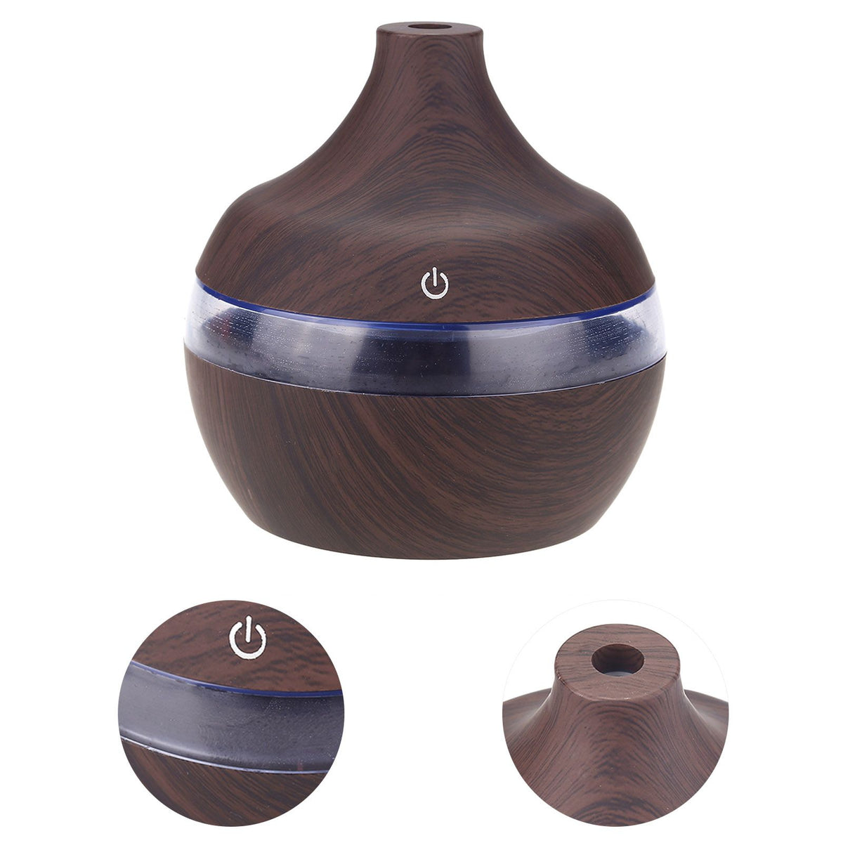 300ml Wood Grain USB Humidifier Colorful LED Night Light Mist Maker for Office Car Home
