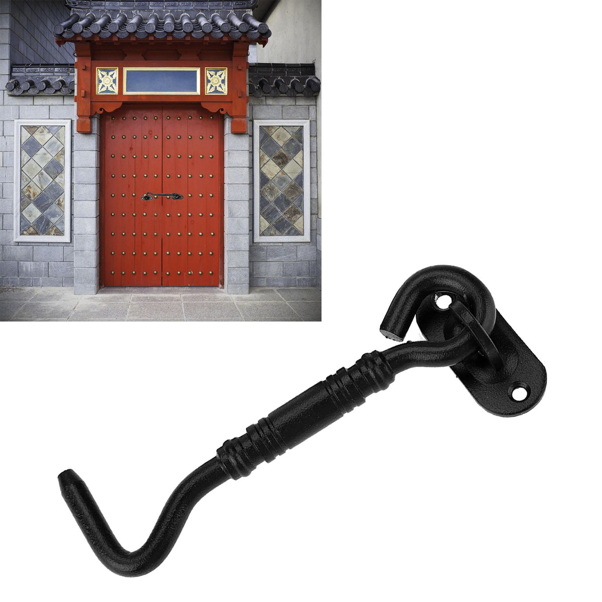 Black Color 201 Stainless Steel Cabin Hook and Eye Latch Lock for Shed Gate Door Window