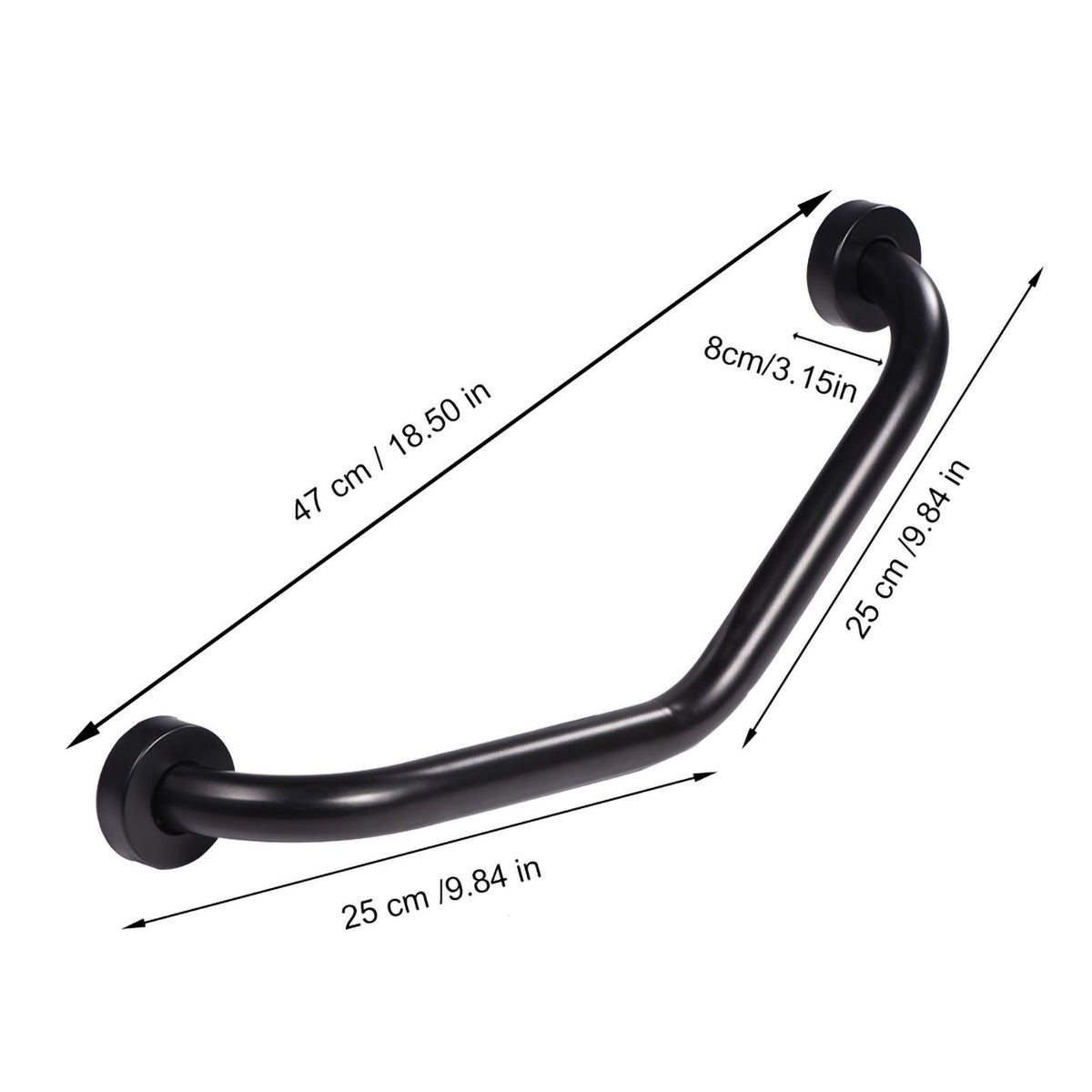 Stainless Steel Curved Shower Tub Safety Grab Bar Towel Rack Wall Mounted Bathroom Handrail