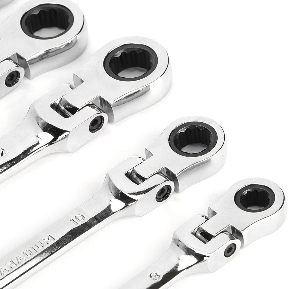 6Pcs Flexible Head Multi functional Ratchet Conination Spanner Wrench 8-17mm Repair Tools Set