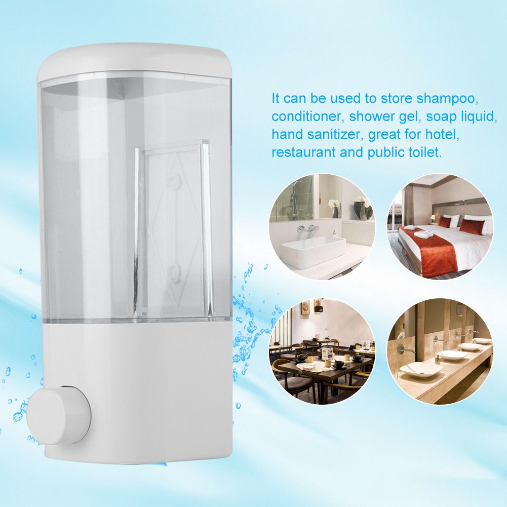 500ml Bathroom Hotel Wall Mounted Plastic Soap Liquid Shampoo Lotion Manual Dispenser