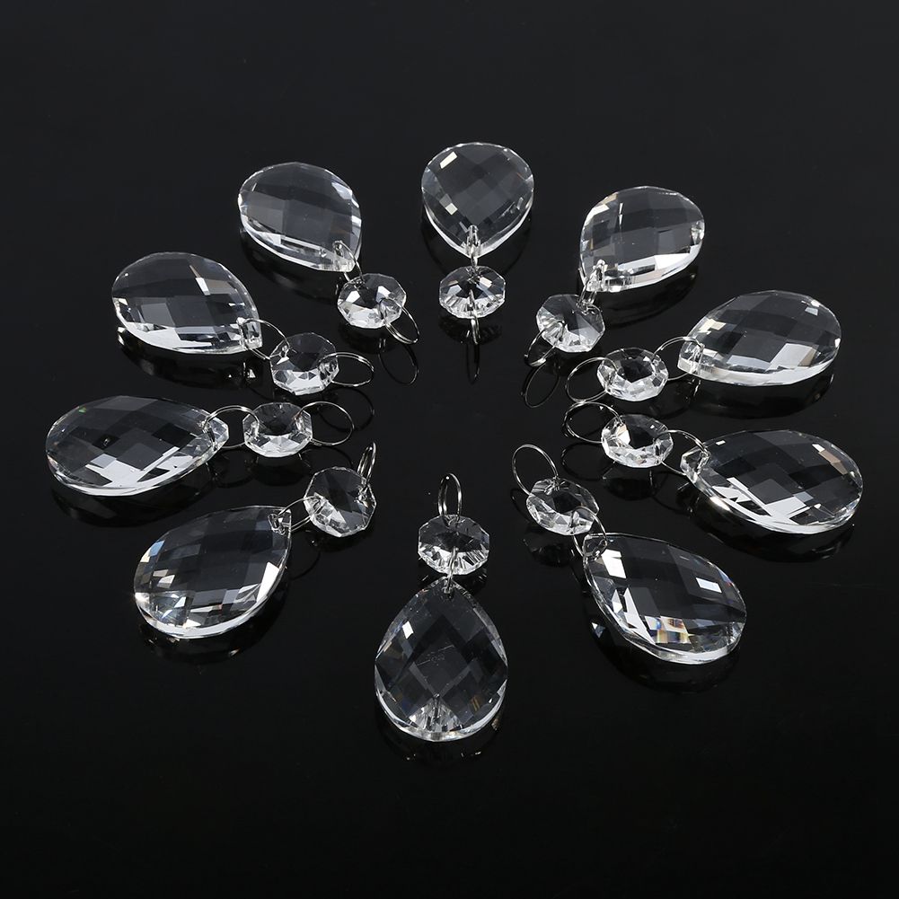 10Pcs Clear Glass Crystal Prisms Chandelier Pendant Light Lamp Part Drops DIY Accessories