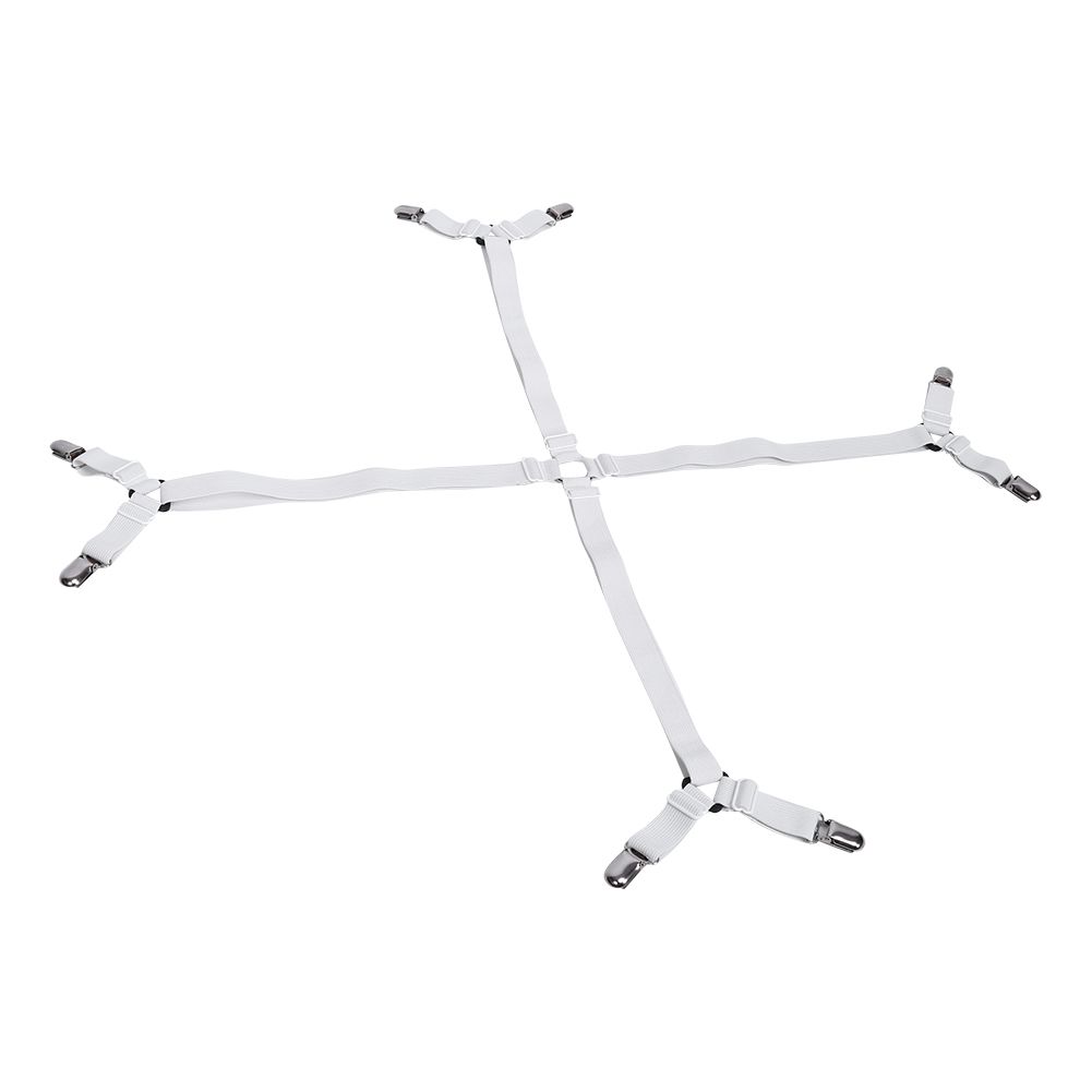 Elastic Crisscross Bed Mattress Sheet Straps Clips Triangle Grippers Holder Fasteners White