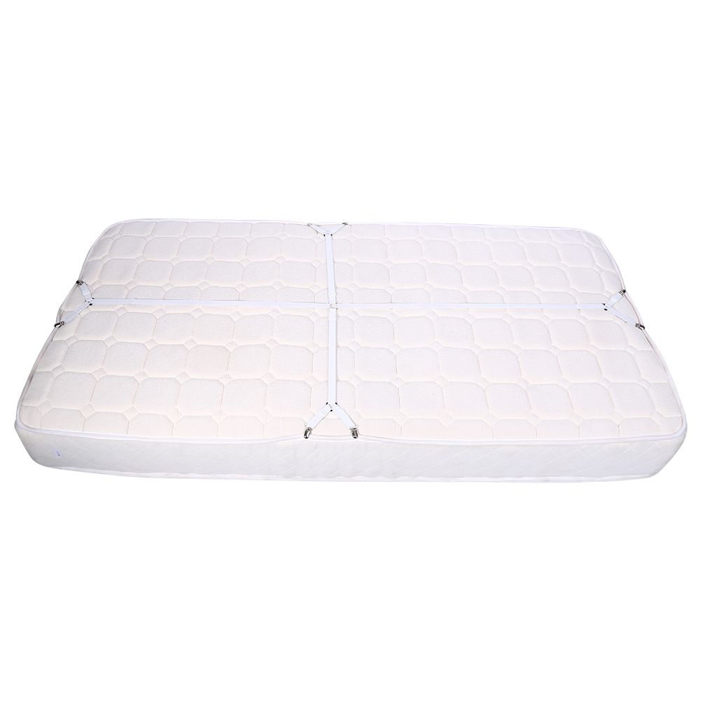 Elastic Crisscross Bed Mattress Sheet Straps Clips Triangle Grippers Holder Fasteners White