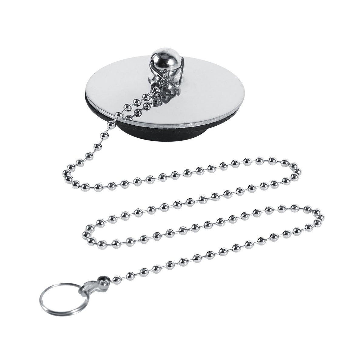 Chrome Kitchen Sink Bathroom Bathtub Drain Cover Stopper Solid Metal Waste Plug With Chain