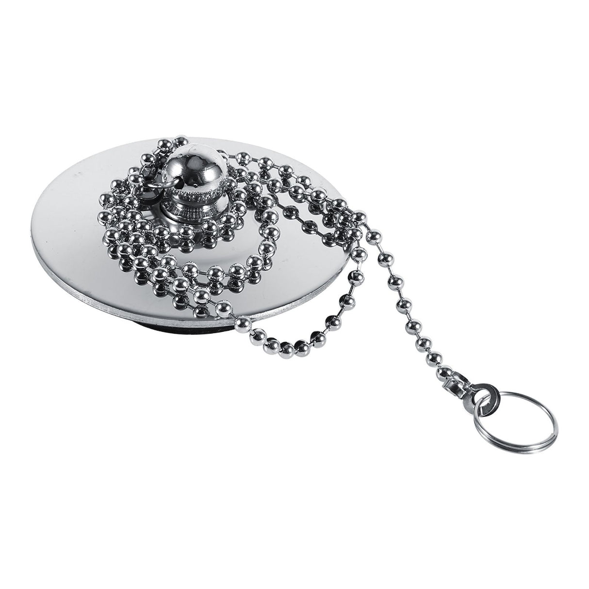 Chrome Kitchen Sink Bathroom Bathtub Drain Cover Stopper Solid Metal Waste Plug With Chain