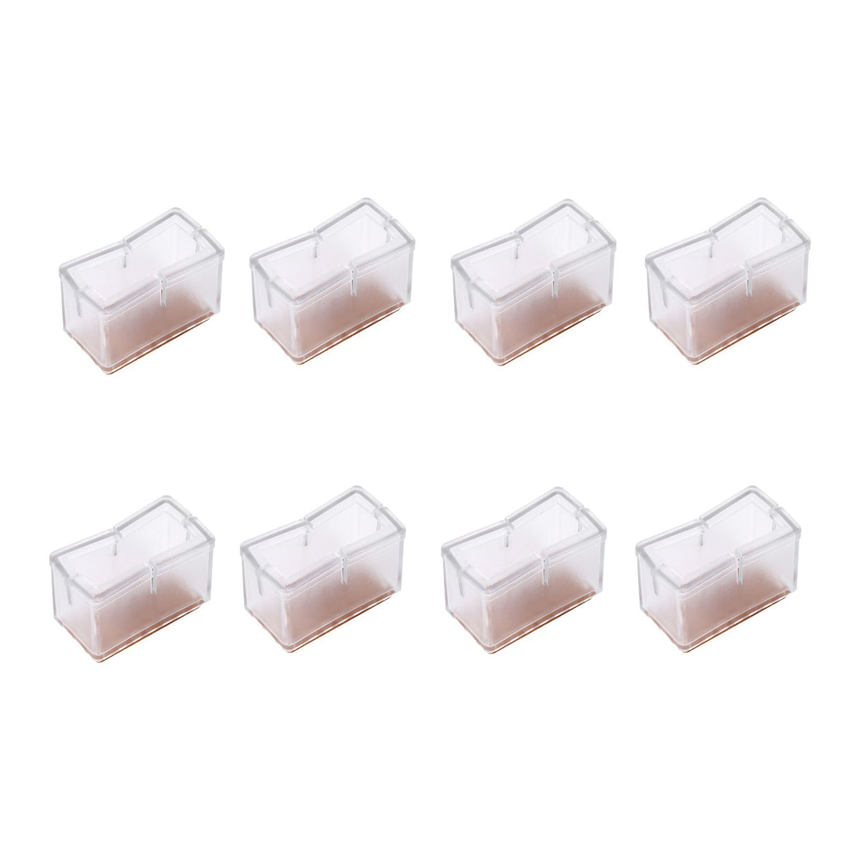 8 Pcs / Set Chair Legs Cover Rectangle Furniture Legs Protector with Rubber Sole(Transparent)