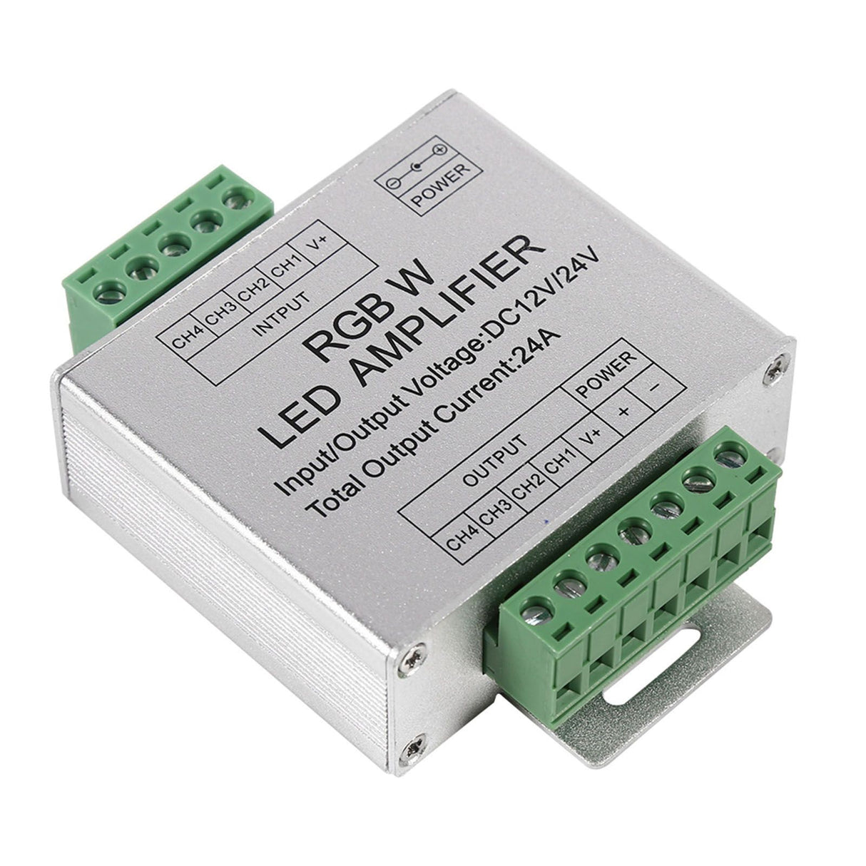 DC12-24V 24A RGBW Signal Amplifier 4 Channel Output Circuit Aluminum Shell LED Strip Controller