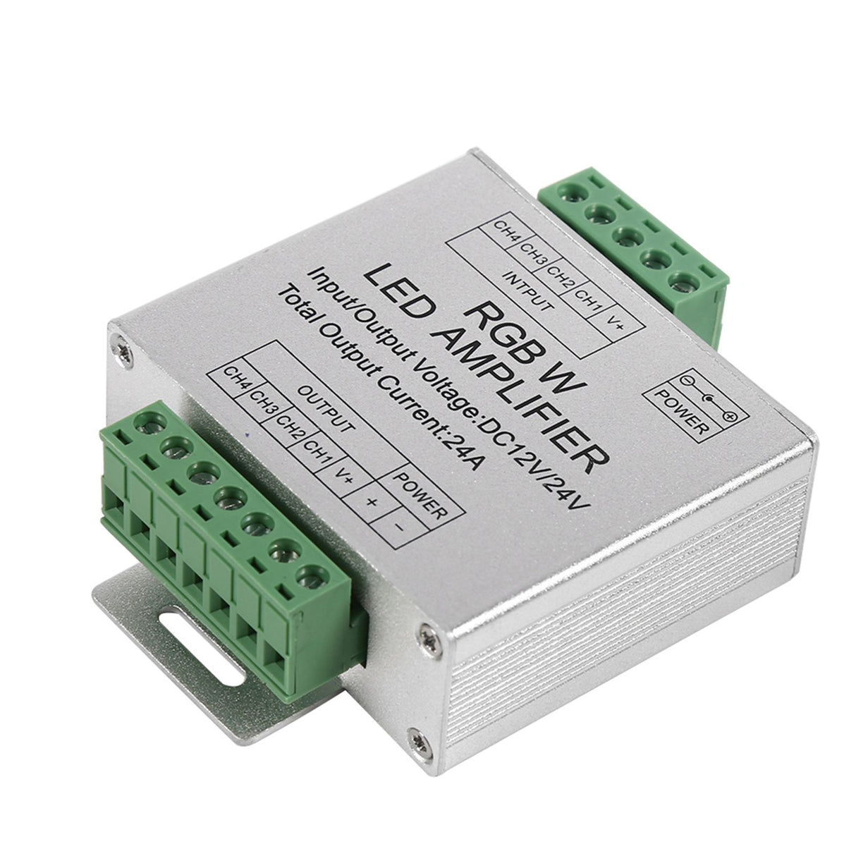 DC12-24V 24A RGBW Signal Amplifier 4 Channel Output Circuit Aluminum Shell LED Strip Controller