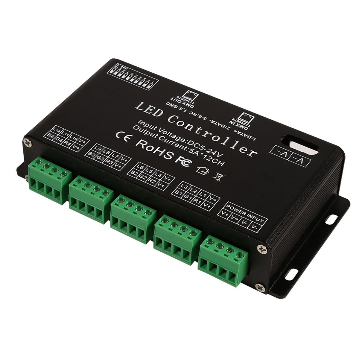 DC5V-24V 6 Channel RGB LED Controller DMX Decoder Driver Strip Module Black Color