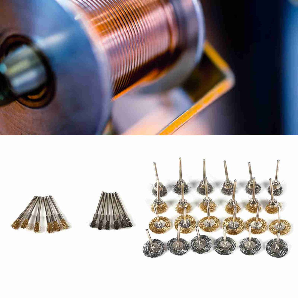 36pcs Brass Steel Wire Brush Set Pen Cup Wheel Shaped Polishing Cleaning Rotary Tools Full Kit