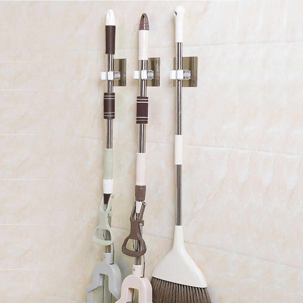 Mop Broom Gripper Holder Hooks, Strongest Adhesive Wall Mounted Umbrella Hanger, Cleaning Tools