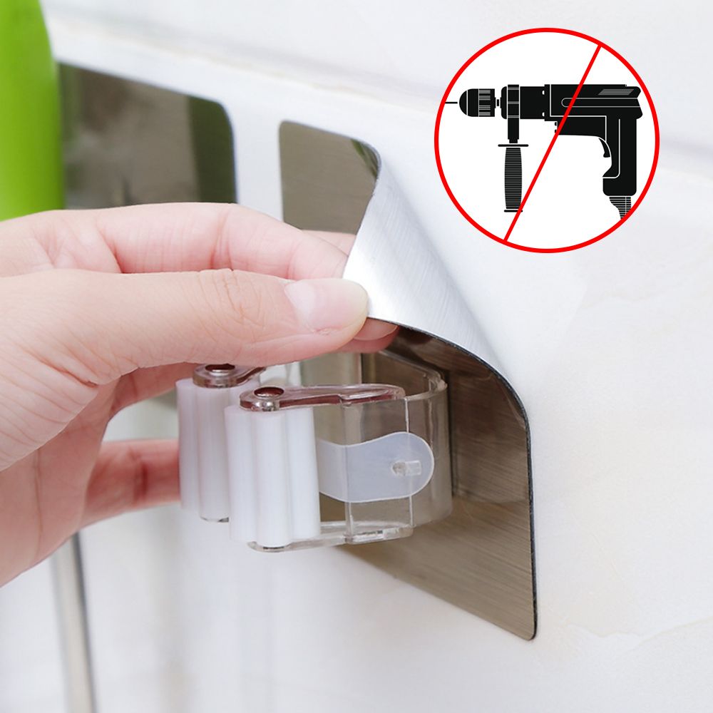 Mop Broom Gripper Holder Hooks, Strongest Adhesive Wall Mounted Umbrella Hanger, Cleaning Tools