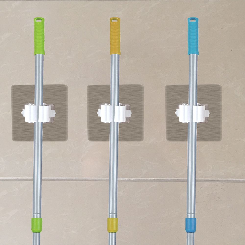 Mop Broom Gripper Holder Hooks, Strongest Adhesive Wall Mounted Umbrella Hanger, Cleaning Tools