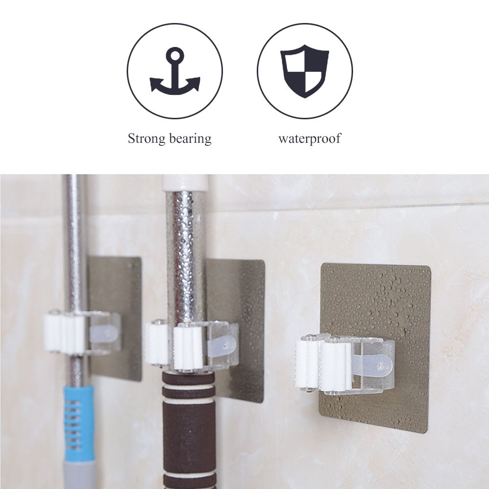 Mop Broom Gripper Holder Hooks, Strongest Adhesive Wall Mounted Umbrella Hanger, Cleaning Tools