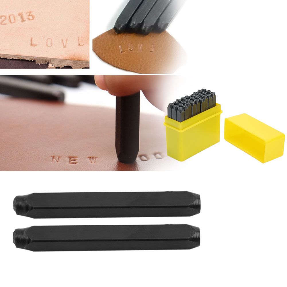 4mm Craft Letters A-Z Punch Stamps Set High Carbon Steel Metal Leather Tool Kit Case