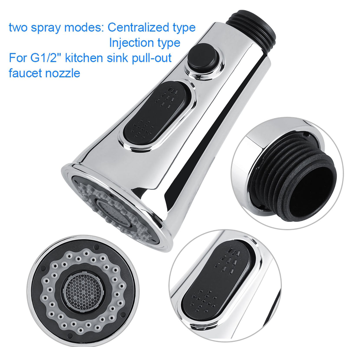 ABS Pull Out Faucet Sprayer Kitchen Bathroom Tap Shower Spray Head Replacement Part